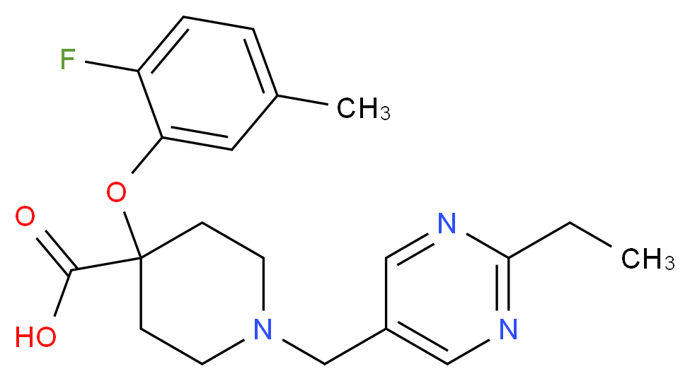 1-[(2-ethylpyrimidin-5-yl)methyl]-4-(2-fluoro-5-methylphenoxy)piperidine-4-carboxylic acid_Molecular_structure_CAS_)