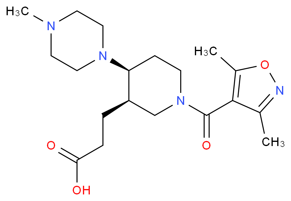 3-[(3R*,4S*)-1-[(3,5-dimethylisoxazol-4-yl)carbonyl]-4-(4-methylpiperazin-1-yl)piperidin-3-yl]propanoic acid_Molecular_structure_CAS_)