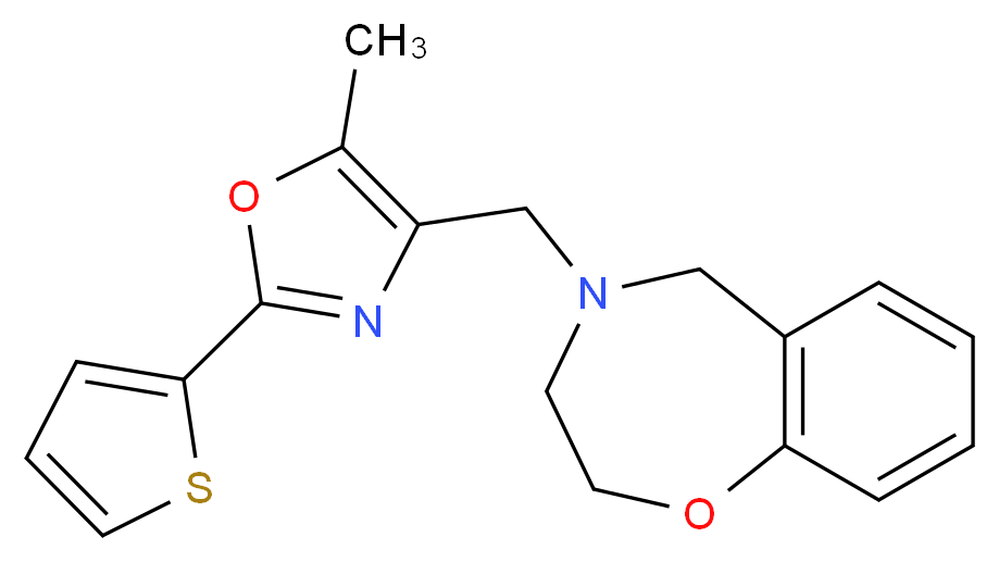 4-{[5-methyl-2-(2-thienyl)-1,3-oxazol-4-yl]methyl}-2,3,4,5-tetrahydro-1,4-benzoxazepine_Molecular_structure_CAS_)