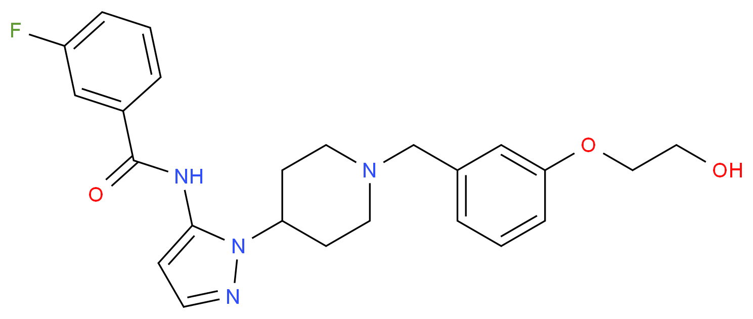 3-fluoro-N-(1-{1-[3-(2-hydroxyethoxy)benzyl]-4-piperidinyl}-1H-pyrazol-5-yl)benzamide_Molecular_structure_CAS_)