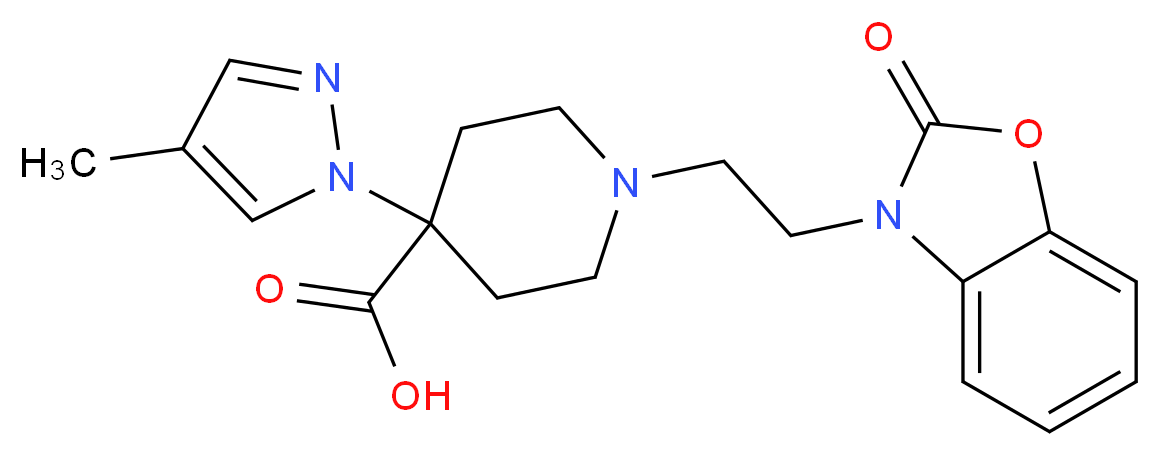 4-(4-methyl-1H-pyrazol-1-yl)-1-[2-(2-oxo-1,3-benzoxazol-3(2H)-yl)ethyl]piperidine-4-carboxylic acid_Molecular_structure_CAS_)