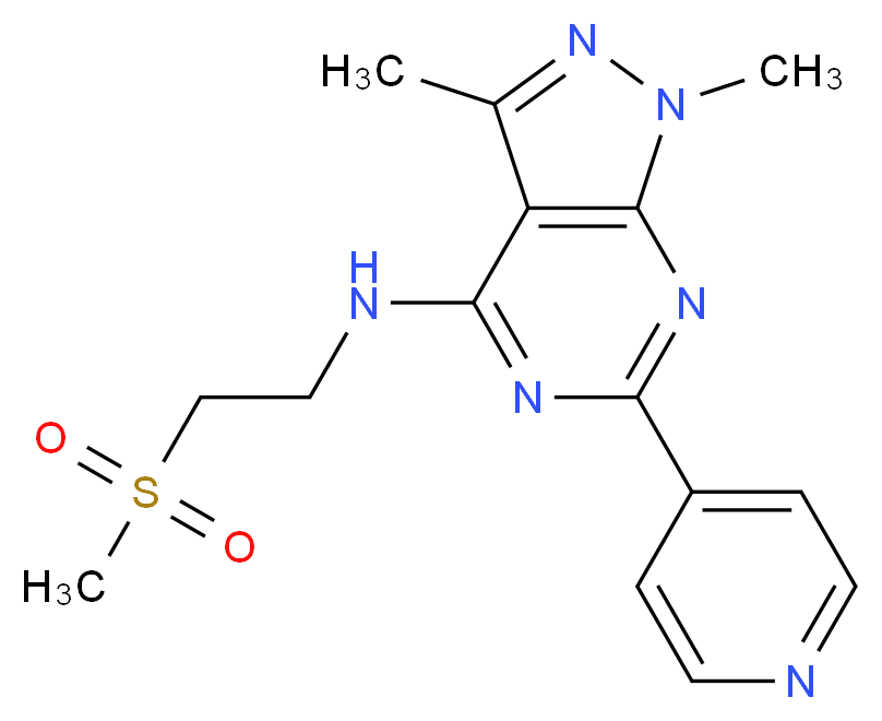 1,3-dimethyl-N-[2-(methylsulfonyl)ethyl]-6-(4-pyridinyl)-1H-pyrazolo[3,4-d]pyrimidin-4-amine_Molecular_structure_CAS_)