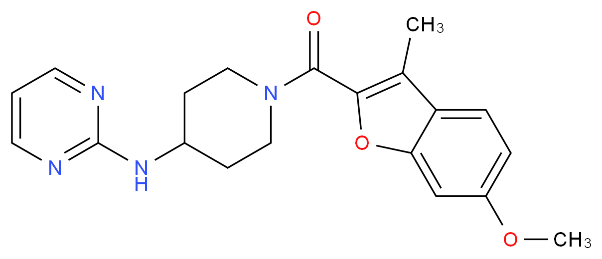 N-{1-[(6-methoxy-3-methyl-1-benzofuran-2-yl)carbonyl]piperidin-4-yl}pyrimidin-2-amine_Molecular_structure_CAS_)