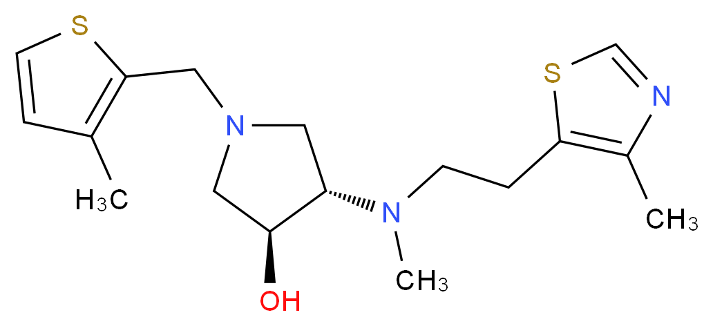 (3S*,4S*)-4-{methyl[2-(4-methyl-1,3-thiazol-5-yl)ethyl]amino}-1-[(3-methyl-2-thienyl)methyl]-3-pyrrolidinol_Molecular_structure_CAS_)