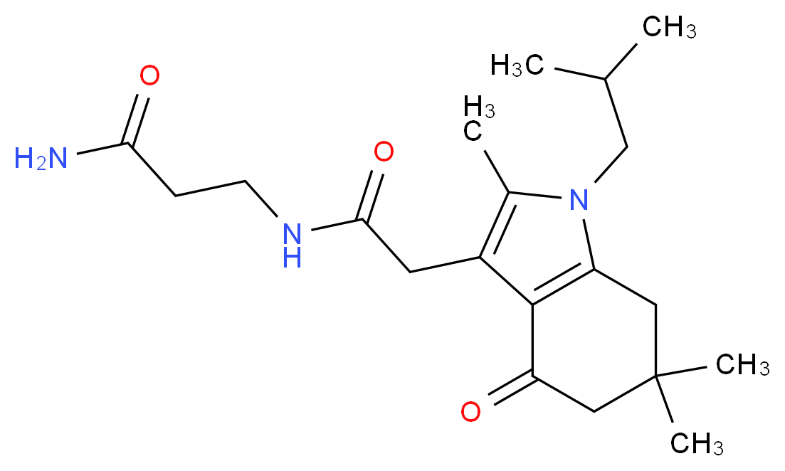 N~3~-[(1-isobutyl-2,6,6-trimethyl-4-oxo-4,5,6,7-tetrahydro-1H-indol-3-yl)acetyl]-beta-alaninamide_Molecular_structure_CAS_)