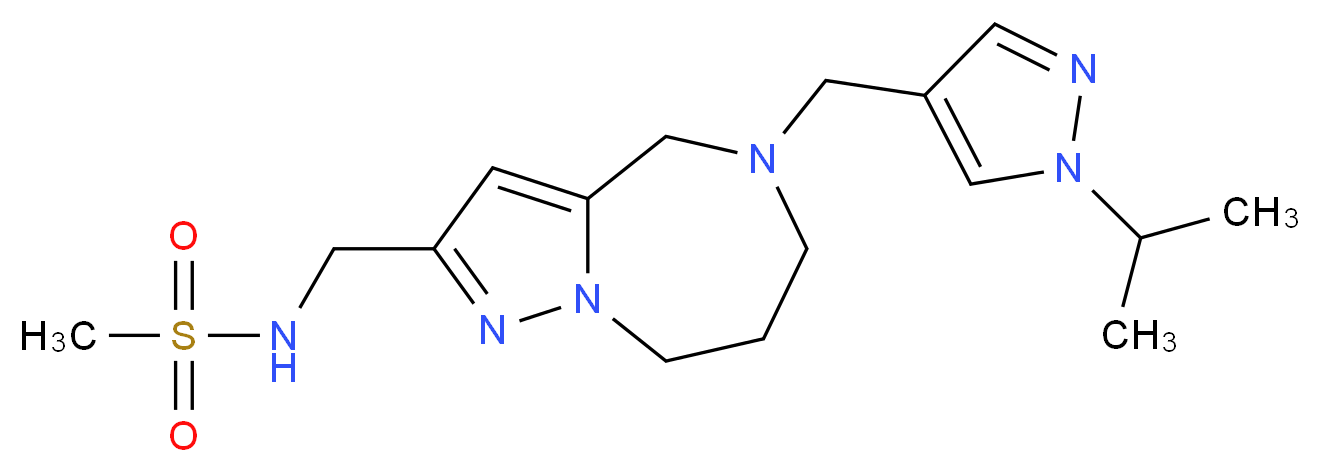 N-({5-[(1-isopropyl-1H-pyrazol-4-yl)methyl]-5,6,7,8-tetrahydro-4H-pyrazolo[1,5-a][1,4]diazepin-2-yl}methyl)methanesulfonamide_Molecular_structure_CAS_)