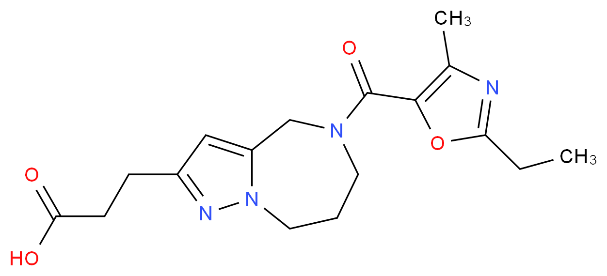 3-{5-[(2-ethyl-4-methyl-1,3-oxazol-5-yl)carbonyl]-5,6,7,8-tetrahydro-4H-pyrazolo[1,5-a][1,4]diazepin-2-yl}propanoic acid_Molecular_structure_CAS_)