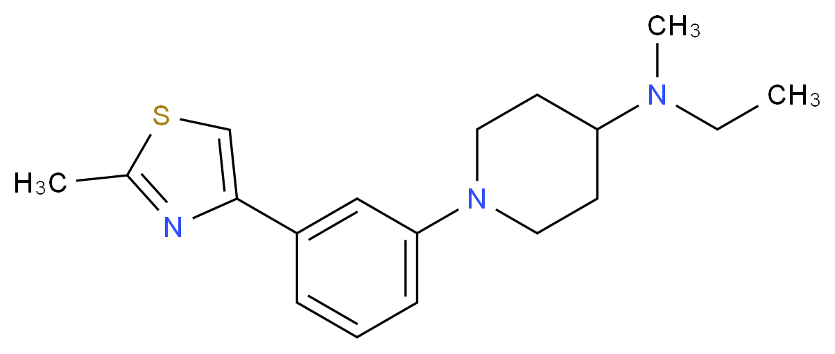 N-ethyl-N-methyl-1-[3-(2-methyl-1,3-thiazol-4-yl)phenyl]piperidin-4-amine_Molecular_structure_CAS_)