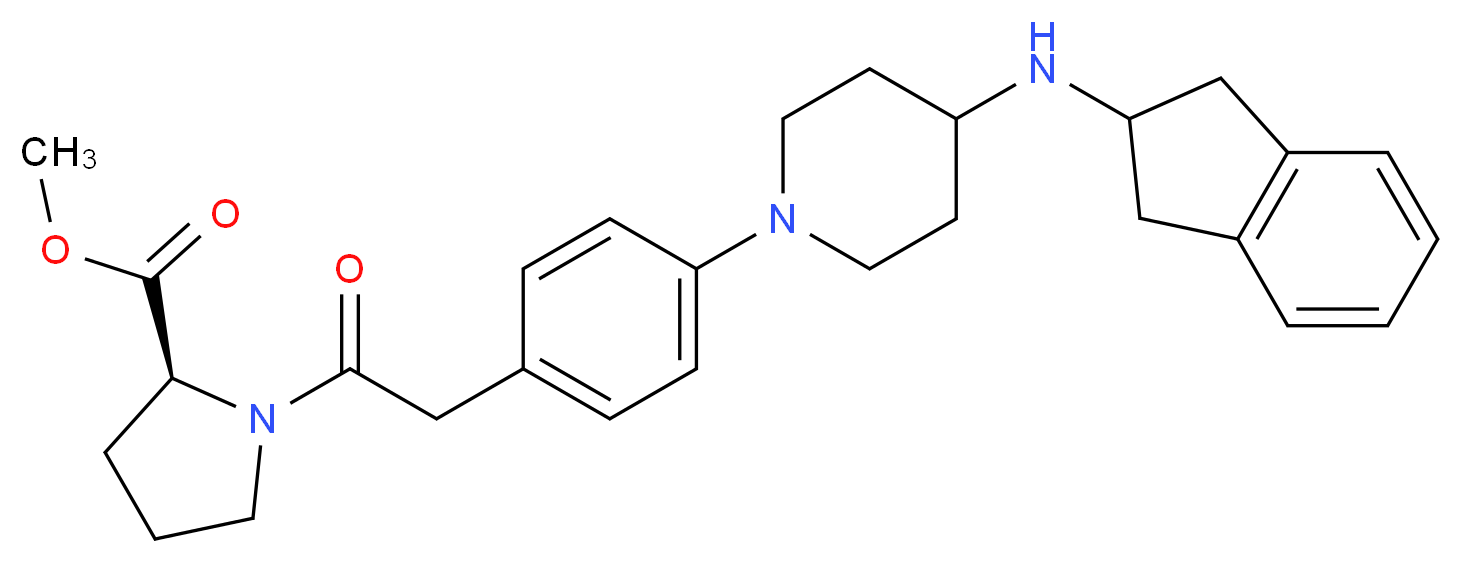 methyl 1-({4-[4-(2,3-dihydro-1H-inden-2-ylamino)-1-piperidinyl]phenyl}acetyl)-L-prolinate_Molecular_structure_CAS_)
