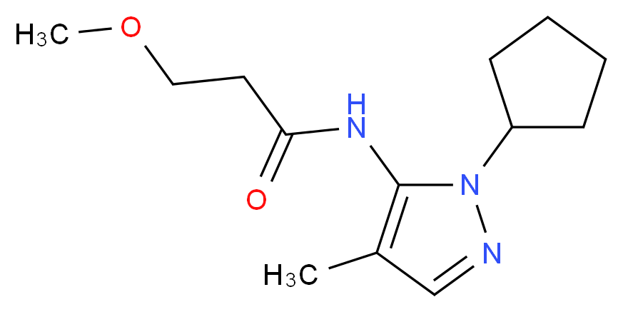 N-(1-cyclopentyl-4-methyl-1H-pyrazol-5-yl)-3-methoxypropanamide_Molecular_structure_CAS_)
