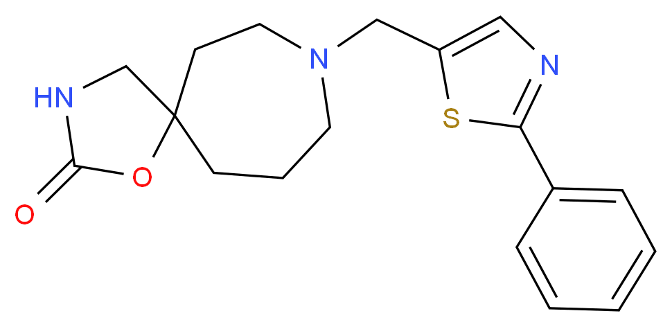 8-[(2-phenyl-1,3-thiazol-5-yl)methyl]-1-oxa-3,8-diazaspiro[4.6]undecan-2-one_Molecular_structure_CAS_)