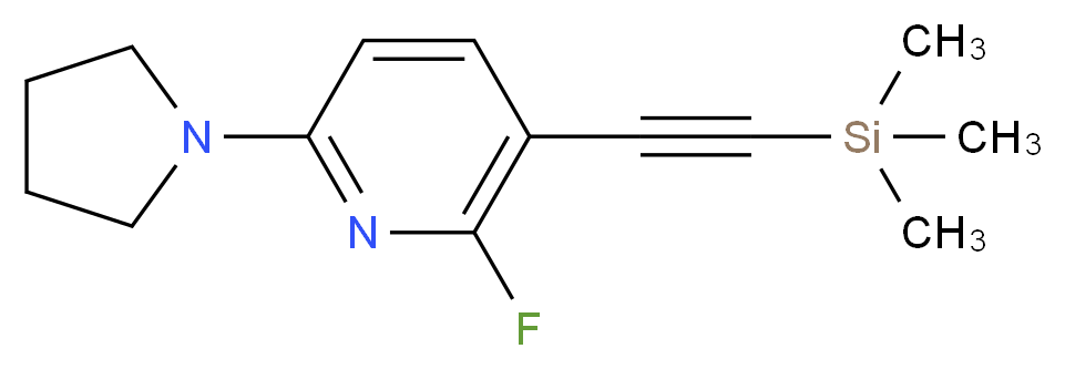2-Fluoro-6-(pyrrolidin-1-yl)-3-((trimethylsilyl)-ethynyl)pyridine_Molecular_structure_CAS_)