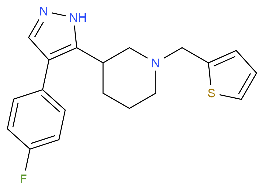 3-[4-(4-fluorophenyl)-1H-pyrazol-5-yl]-1-(2-thienylmethyl)piperidine_Molecular_structure_CAS_)
