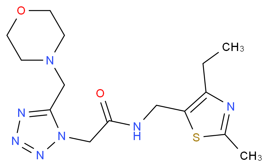 N-[(4-ethyl-2-methyl-1,3-thiazol-5-yl)methyl]-2-[5-(morpholin-4-ylmethyl)-1H-tetrazol-1-yl]acetamide_Molecular_structure_CAS_)
