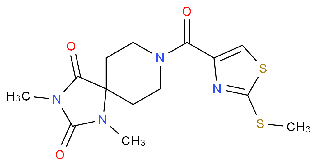 1,3-dimethyl-8-{[2-(methylthio)-1,3-thiazol-4-yl]carbonyl}-1,3,8-triazaspiro[4.5]decane-2,4-dione_Molecular_structure_CAS_)