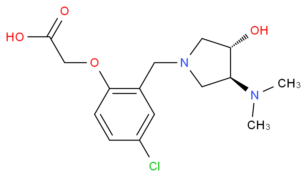 (4-chloro-2-{[(3S*,4S*)-3-(dimethylamino)-4-hydroxypyrrolidin-1-yl]methyl}phenoxy)acetic acid_Molecular_structure_CAS_)