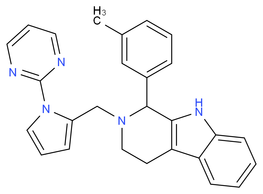 1-(3-methylphenyl)-2-{[1-(2-pyrimidinyl)-1H-pyrrol-2-yl]methyl}-2,3,4,9-tetrahydro-1H-beta-carboline_Molecular_structure_CAS_)