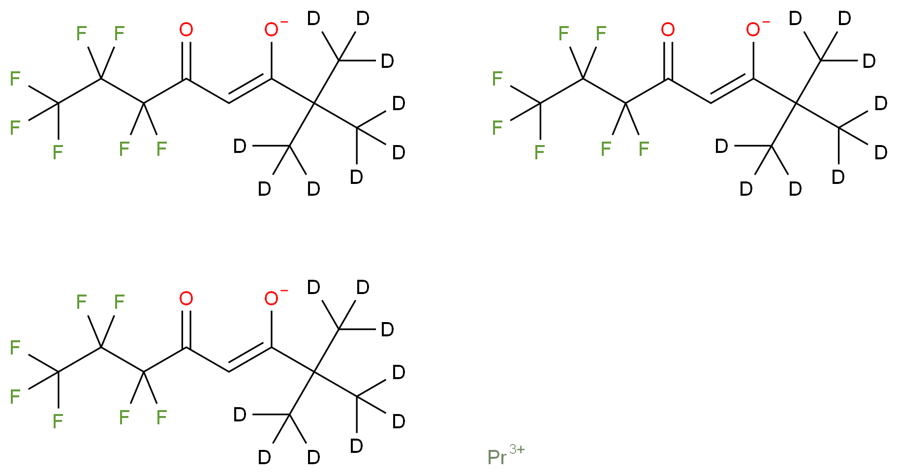 Tris(6,6,7,7,8,8,8-heptafluoro-2,2-di(methyl-d3)-3,5-octanedion-1,1,1-d3-ato)praseodymium(III)_Molecular_structure_CAS_42942-19-8)