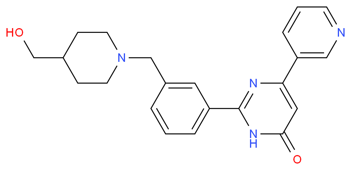 2-(3-{[4-(hydroxymethyl)piperidin-1-yl]methyl}phenyl)-6-pyridin-3-ylpyrimidin-4(3H)-one_Molecular_structure_CAS_)