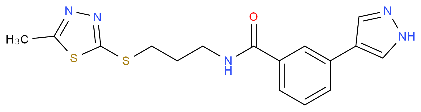 N-{3-[(5-methyl-1,3,4-thiadiazol-2-yl)thio]propyl}-3-(1H-pyrazol-4-yl)benzamide_Molecular_structure_CAS_)