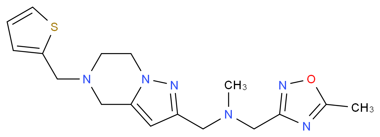 N-methyl-1-(5-methyl-1,2,4-oxadiazol-3-yl)-N-{[5-(2-thienylmethyl)-4,5,6,7-tetrahydropyrazolo[1,5-a]pyrazin-2-yl]methyl}methanamine_Molecular_structure_CAS_)
