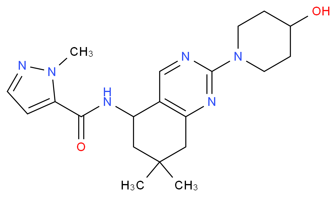 N-[2-(4-hydroxy-1-piperidinyl)-7,7-dimethyl-5,6,7,8-tetrahydro-5-quinazolinyl]-1-methyl-1H-pyrazole-5-carboxamide_Molecular_structure_CAS_)