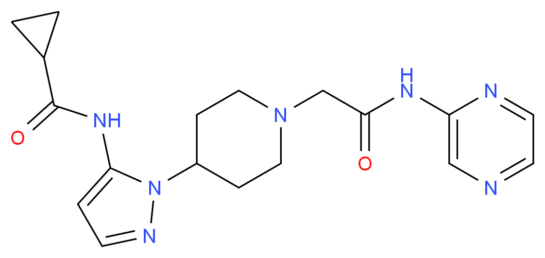 N-(1-{1-[2-oxo-2-(pyrazin-2-ylamino)ethyl]piperidin-4-yl}-1H-pyrazol-5-yl)cyclopropanecarboxamide_Molecular_structure_CAS_)