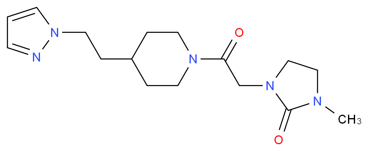 1-methyl-3-(2-oxo-2-{4-[2-(1H-pyrazol-1-yl)ethyl]piperidin-1-yl}ethyl)imidazolidin-2-one_Molecular_structure_CAS_)