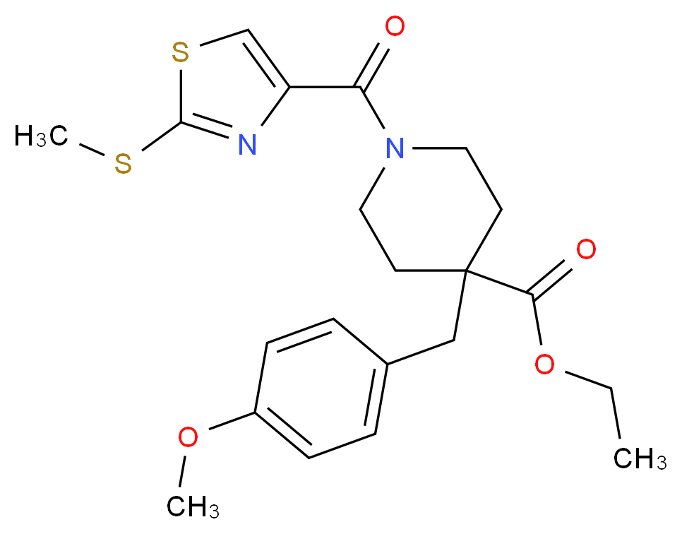 ethyl 4-(4-methoxybenzyl)-1-{[2-(methylthio)-1,3-thiazol-4-yl]carbonyl}-4-piperidinecarboxylate_Molecular_structure_CAS_)