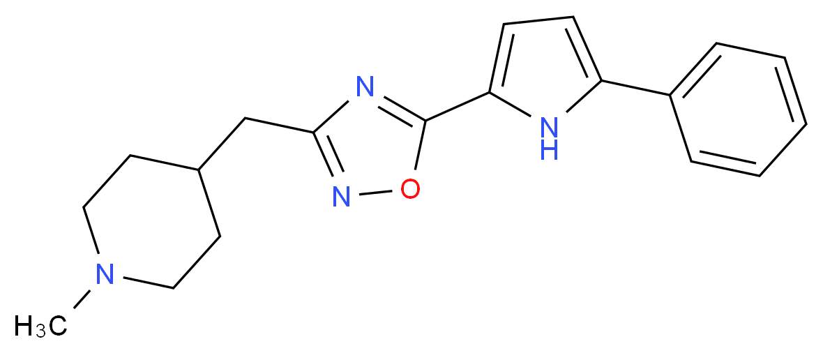 1-methyl-4-{[5-(5-phenyl-1H-pyrrol-2-yl)-1,2,4-oxadiazol-3-yl]methyl}piperidine_Molecular_structure_CAS_)
