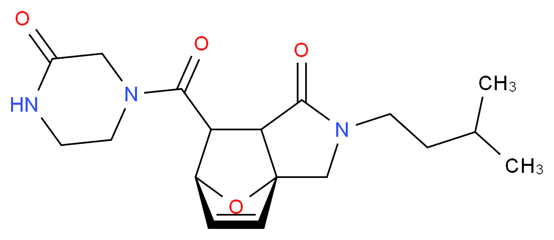 (3aR*,6S*)-2-(3-methylbutyl)-7-[(3-oxopiperazin-1-yl)carbonyl]-2,3,7,7a-tetrahydro-3a,6-epoxyisoindol-1(6H)-one_Molecular_structure_CAS_)