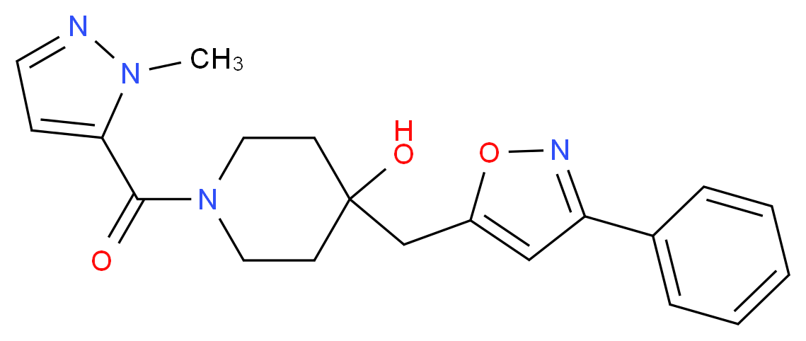 1-[(1-methyl-1H-pyrazol-5-yl)carbonyl]-4-[(3-phenylisoxazol-5-yl)methyl]piperidin-4-ol_Molecular_structure_CAS_)