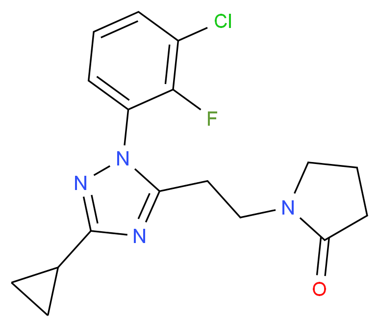 1-{2-[1-(3-chloro-2-fluorophenyl)-3-cyclopropyl-1H-1,2,4-triazol-5-yl]ethyl}pyrrolidin-2-one_Molecular_structure_CAS_)