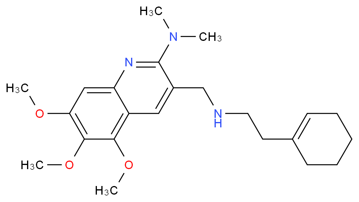 3-({[2-(1-cyclohexen-1-yl)ethyl]amino}methyl)-5,6,7-trimethoxy-N,N-dimethyl-2-quinolinamine_Molecular_structure_CAS_)