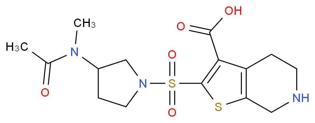 2-({3-[acetyl(methyl)amino]pyrrolidin-1-yl}sulfonyl)-4,5,6,7-tetrahydrothieno[2,3-c]pyridine-3-carboxylic acid_Molecular_structure_CAS_)