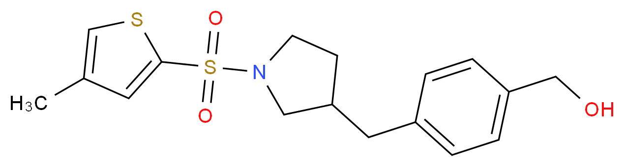 [4-({1-[(4-methyl-2-thienyl)sulfonyl]pyrrolidin-3-yl}methyl)phenyl]methanol_Molecular_structure_CAS_)