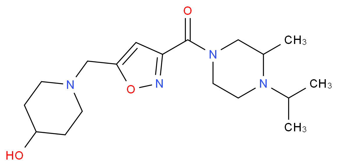 1-({3-[(4-isopropyl-3-methylpiperazin-1-yl)carbonyl]isoxazol-5-yl}methyl)piperidin-4-ol_Molecular_structure_CAS_)