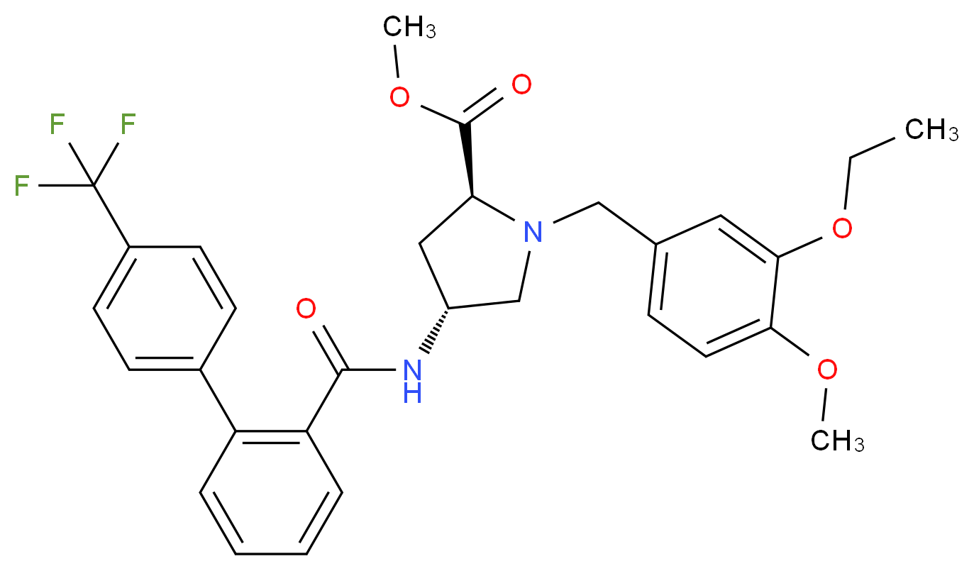 methyl (4R)-1-(3-ethoxy-4-methoxybenzyl)-4-({[4'-(trifluoromethyl)-2-biphenylyl]carbonyl}amino)-L-prolinate_Molecular_structure_CAS_)