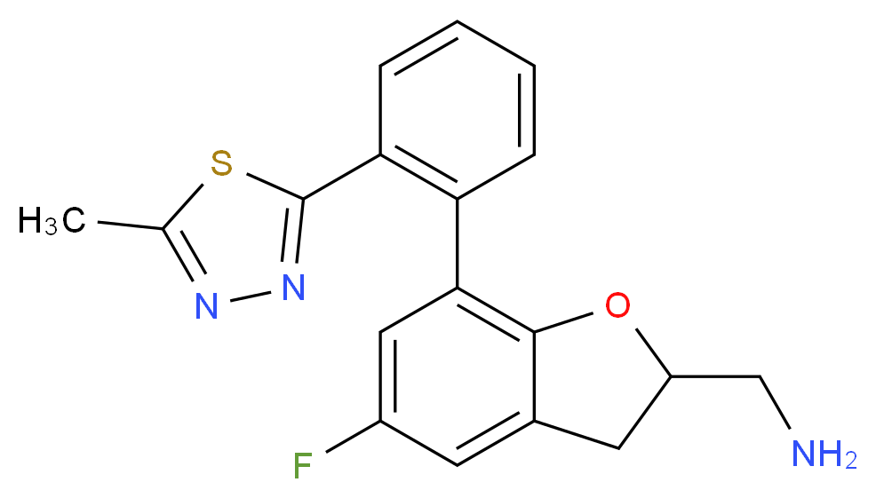 ({5-fluoro-7-[2-(5-methyl-1,3,4-thiadiazol-2-yl)phenyl]-2,3-dihydro-1-benzofuran-2-yl}methyl)amine_Molecular_structure_CAS_)