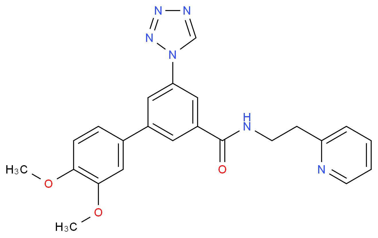 3',4'-dimethoxy-N-[2-(2-pyridinyl)ethyl]-5-(1H-tetrazol-1-yl)-3-biphenylcarboxamide_Molecular_structure_CAS_)