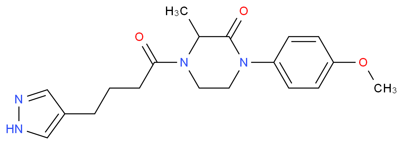 1-(4-methoxyphenyl)-3-methyl-4-[4-(1H-pyrazol-4-yl)butanoyl]-2-piperazinone_Molecular_structure_CAS_)