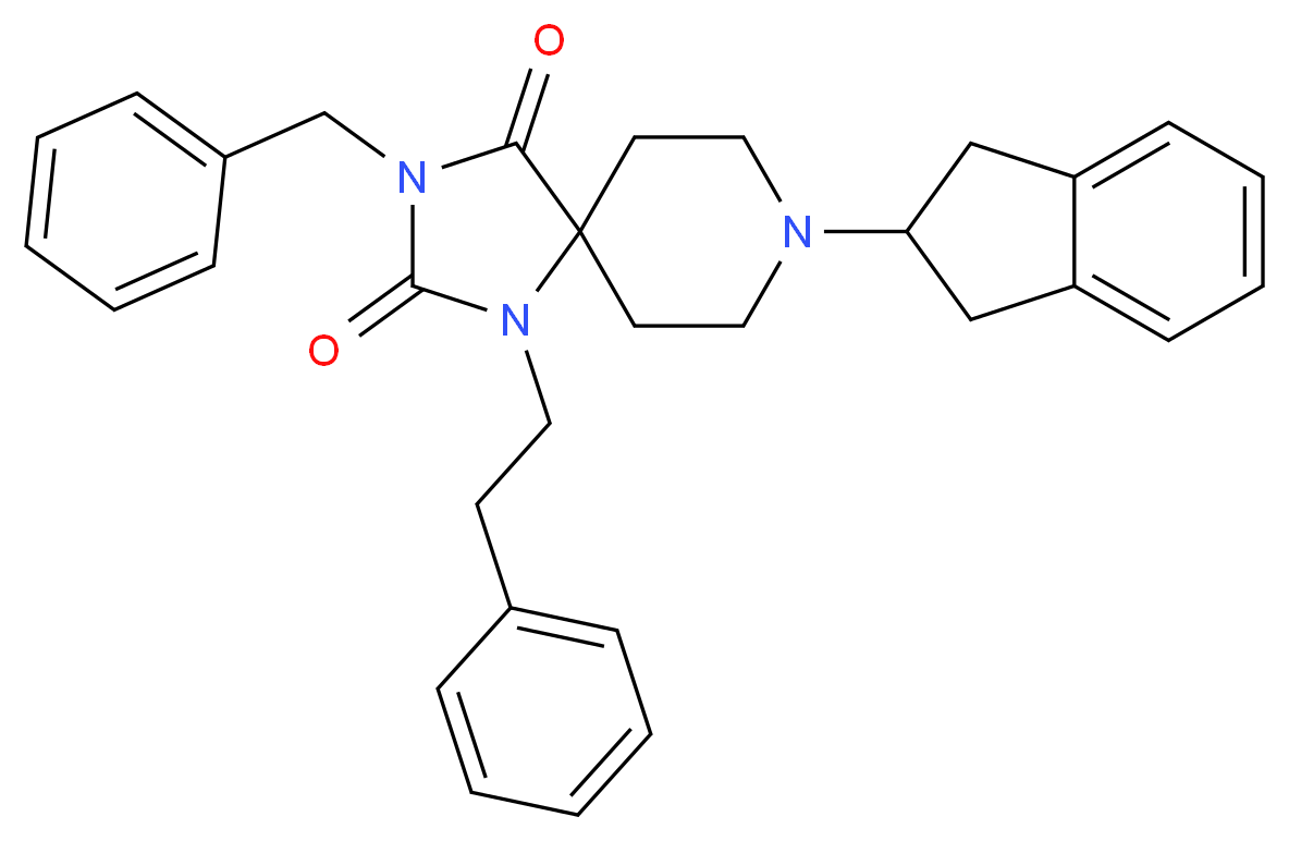 3-benzyl-8-(2,3-dihydro-1H-inden-2-yl)-1-(2-phenylethyl)-1,3,8-triazaspiro[4.5]decane-2,4-dione_Molecular_structure_CAS_)