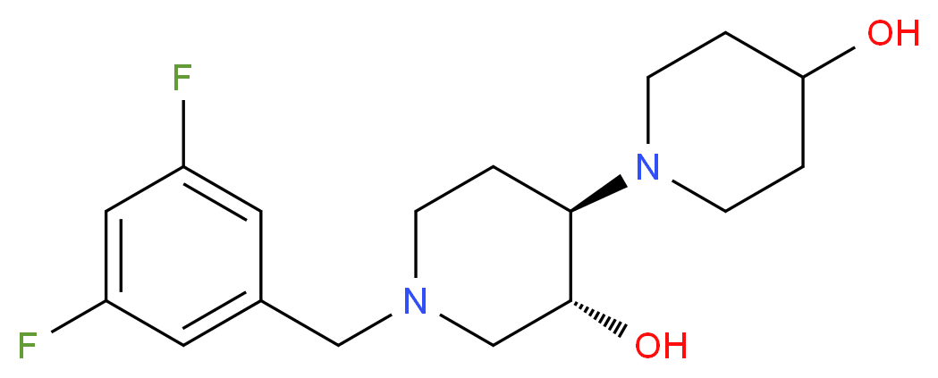 (3'R*,4'R*)-1'-(3,5-difluorobenzyl)-1,4'-bipiperidine-3',4-diol_Molecular_structure_CAS_)