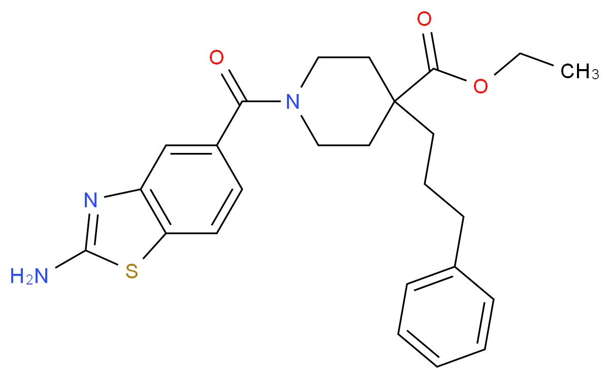 ethyl 1-[(2-amino-1,3-benzothiazol-5-yl)carbonyl]-4-(3-phenylpropyl)-4-piperidinecarboxylate_Molecular_structure_CAS_)