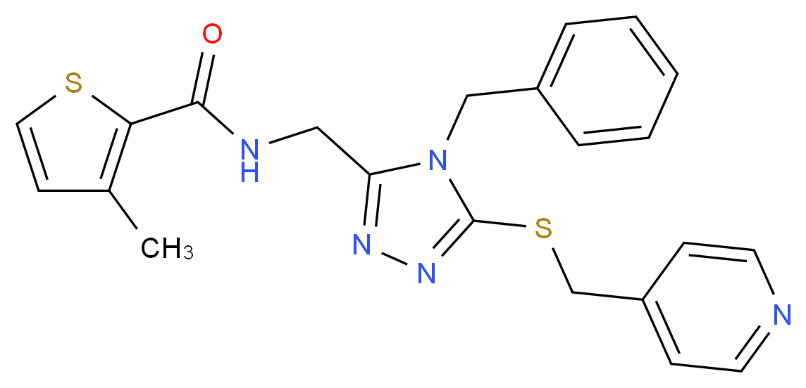 N-({4-benzyl-5-[(4-pyridinylmethyl)thio]-4H-1,2,4-triazol-3-yl}methyl)-3-methyl-2-thiophenecarboxamide_Molecular_structure_CAS_)
