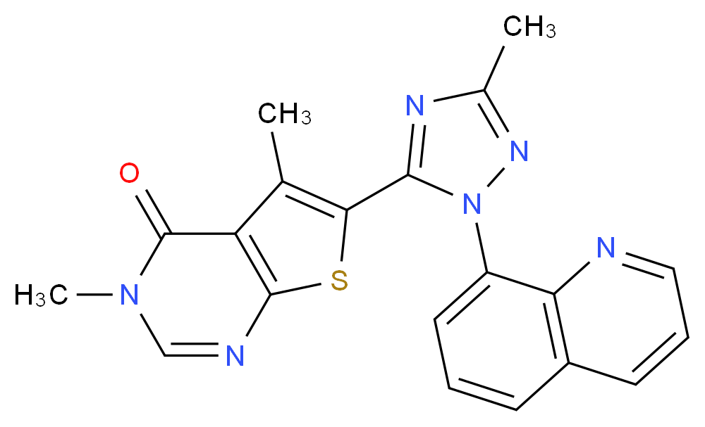 3,5-dimethyl-6-(3-methyl-1-quinolin-8-yl-1H-1,2,4-triazol-5-yl)thieno[2,3-d]pyrimidin-4(3H)-one_Molecular_structure_CAS_)