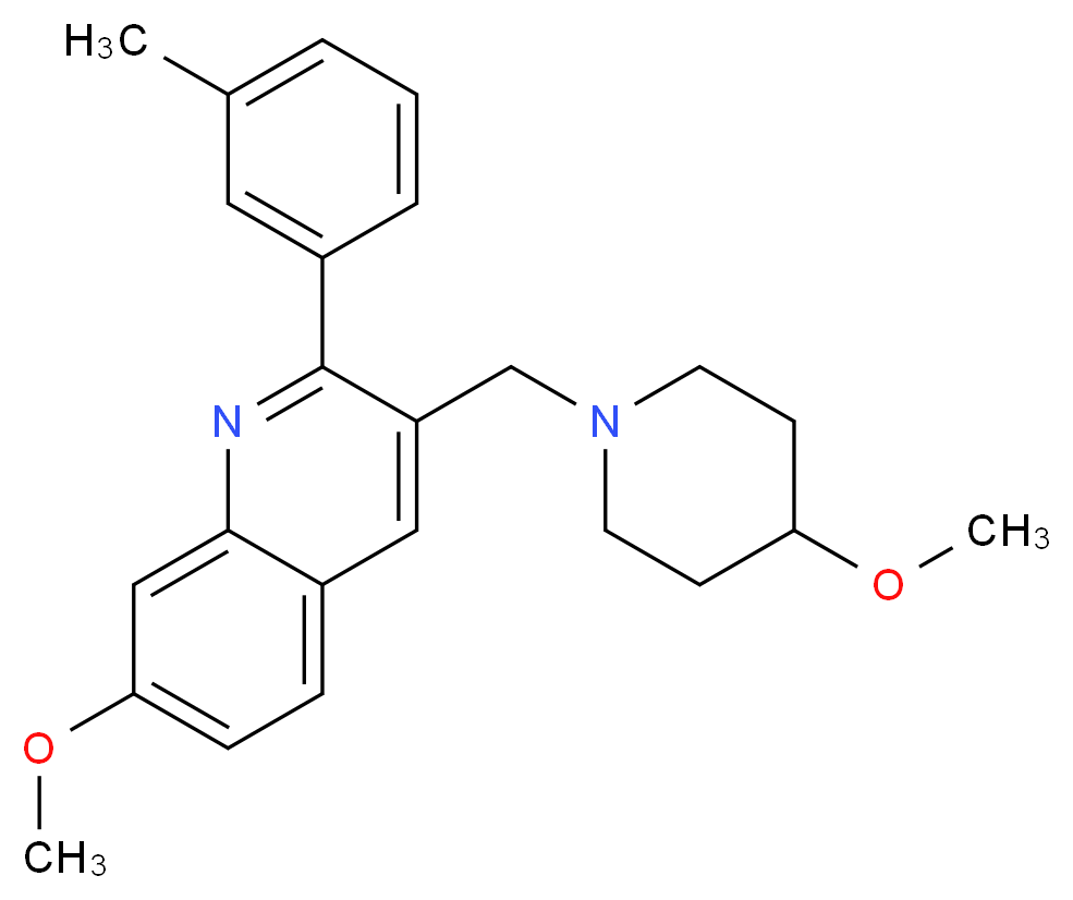 7-methoxy-3-[(4-methoxy-1-piperidinyl)methyl]-2-(3-methylphenyl)quinoline_Molecular_structure_CAS_)