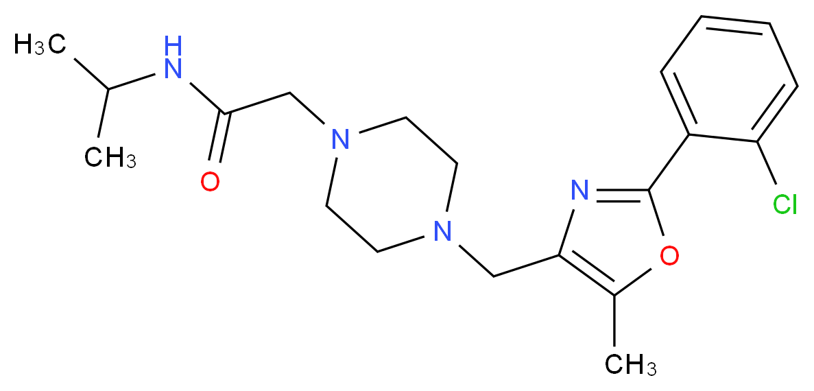 2-(4-{[2-(2-chlorophenyl)-5-methyl-1,3-oxazol-4-yl]methyl}-1-piperazinyl)-N-isopropylacetamide_Molecular_structure_CAS_)