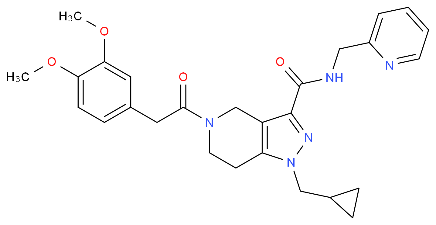 1-(cyclopropylmethyl)-5-[(3,4-dimethoxyphenyl)acetyl]-N-(2-pyridinylmethyl)-4,5,6,7-tetrahydro-1H-pyrazolo[4,3-c]pyridine-3-carboxamide_Molecular_structure_CAS_)
