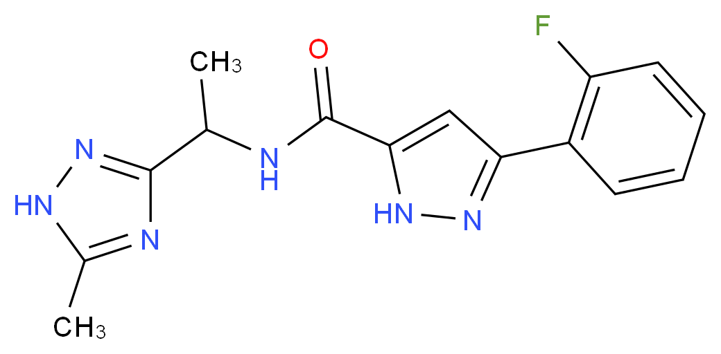 3-(2-fluorophenyl)-N-[1-(5-methyl-1H-1,2,4-triazol-3-yl)ethyl]-1H-pyrazole-5-carboxamide_Molecular_structure_CAS_)